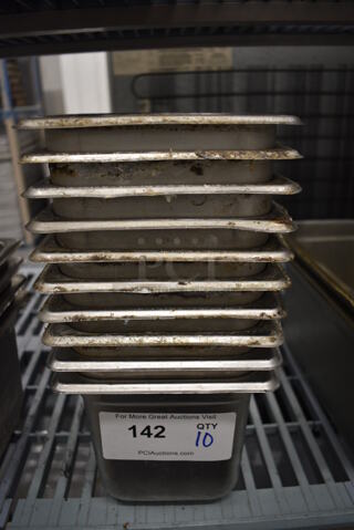 10 Stainless Steel 1/6 Size Drop In Bins. 1/6x6. 10 Times Your Bid!