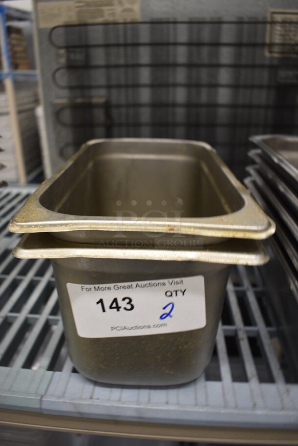 2 Stainless Steel 1/3 Size Drop In Bins. 1/3x6. 2 Times Your Bid!