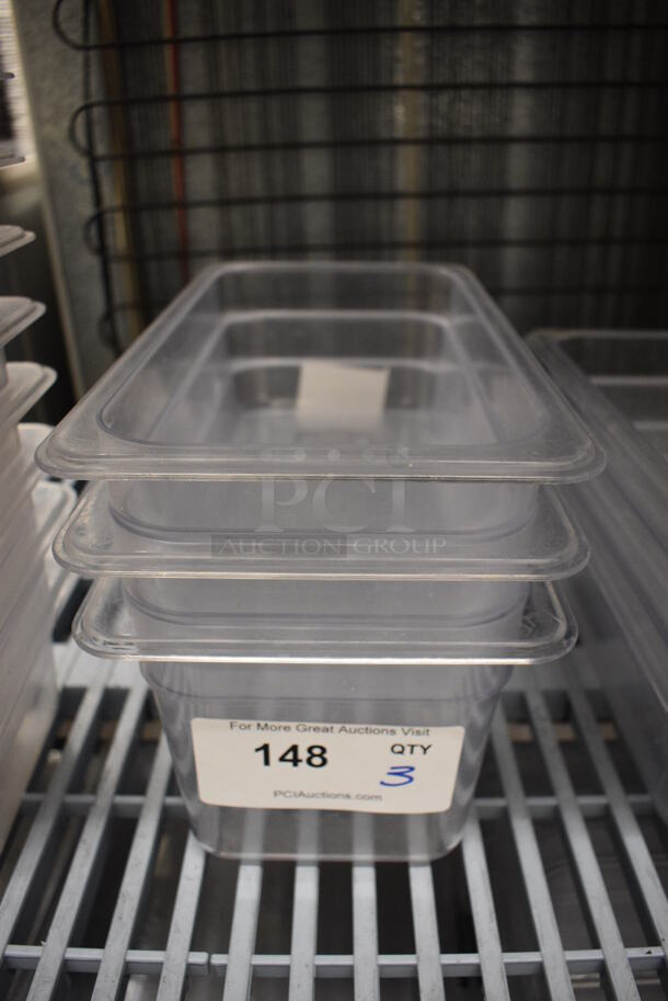 3 Poly Clear 1/3 Size Drop In Bins. 1/3x4, 1/3x6. 3 Times Your Bid! - Image 1 of 3