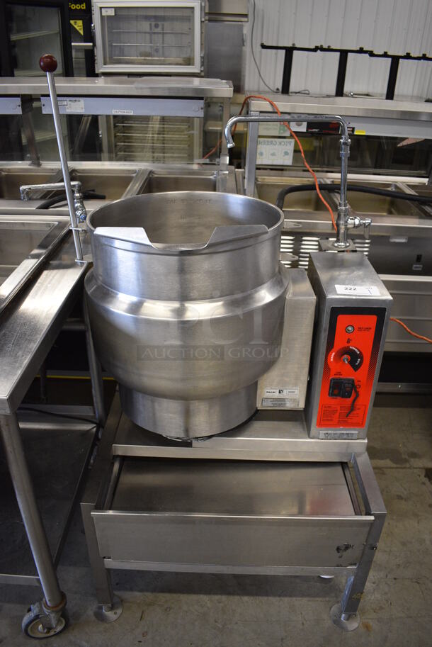 BEAUTIFUL! Vulcan Hart Model K12ETT Stainless Steel Commercial Electric Powered Floor Style 12 Gallon Tilting Kettle. 208-240 Volts, 1/3 Phase. 