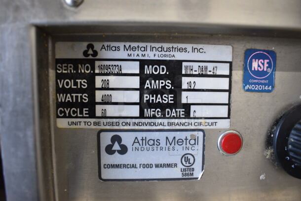 NICE! Atlas Metal Model WIH-D&M-47 Stainless Steel Commercial Floor Style Electric Powered 4 Well Steam Table w/ Undershelf on Commercial Casters. 208 Volts, 1 Phase. 66x37x37 - Image 5 of 6