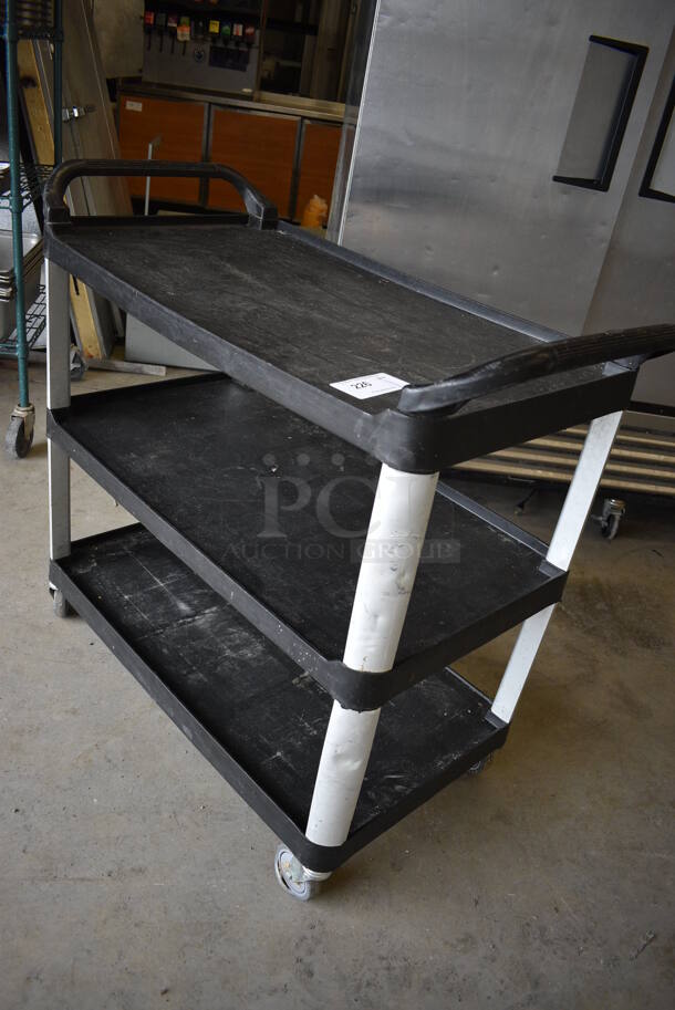 Black and Gray Poly 3 Tier Cart on Commercial Casters. 40x20x38 - Image 2 of 3