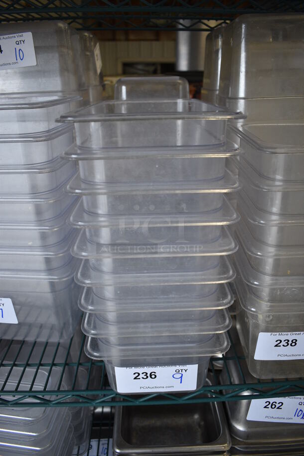 9 Clear Poly 1/3 Size Drop In Bins. 1/3x4. 9 Times Your Bid! - Image 1 of 3