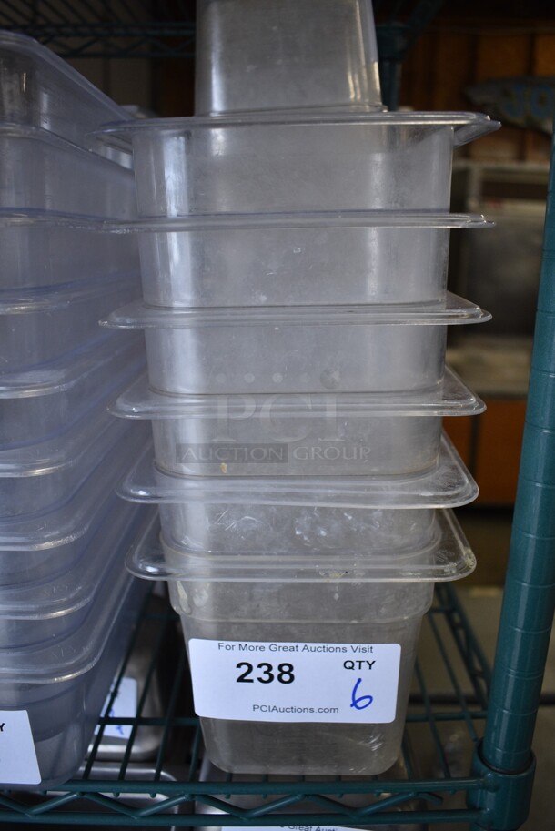 6 Clear Poly 1/6 Size Drop In Bins. 1/6x6. 6 Times Your Bid!