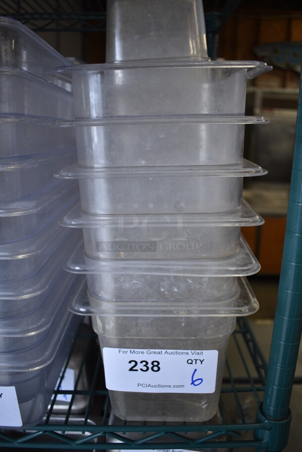 6 Clear Poly 1/6 Size Drop In Bins. 1/6x6. 6 Times Your Bid! - Image 1 of 2