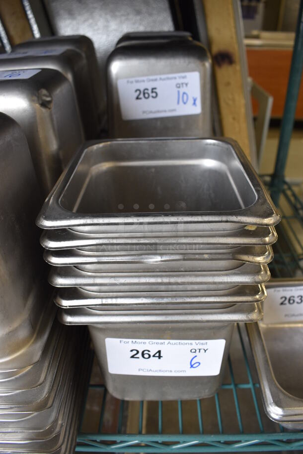 10 Stainless Steel 1/6 Size Drop In Bins. 1/6x6. 10 Times Your Bid!