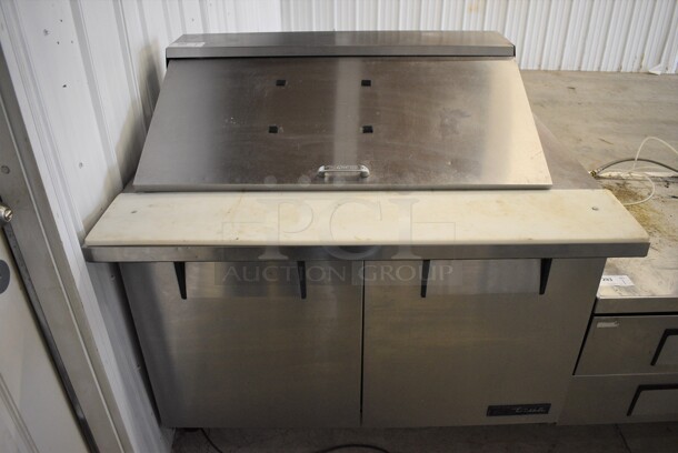 GREAT! 2016 True Model TSSU-48-18M-B-HC Stainless Steel Commercial Sandwich Salad Prep Table Bain Marie Mega Top w/ Cutting Board on Commercial Casters. 115 Volts, 1 Phase. 48x34x46.5. Tested and Working! - Image 1 of 7