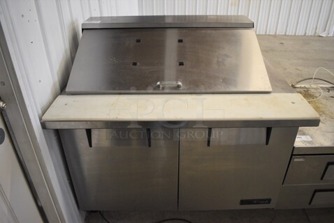 GREAT! 2016 True Model TSSU-48-18M-B-HC Stainless Steel Commercial Sandwich Salad Prep Table Bain Marie Mega Top w/ Cutting Board on Commercial Casters. 115 Volts, 1 Phase. 48x34x46.5. Tested and Working!