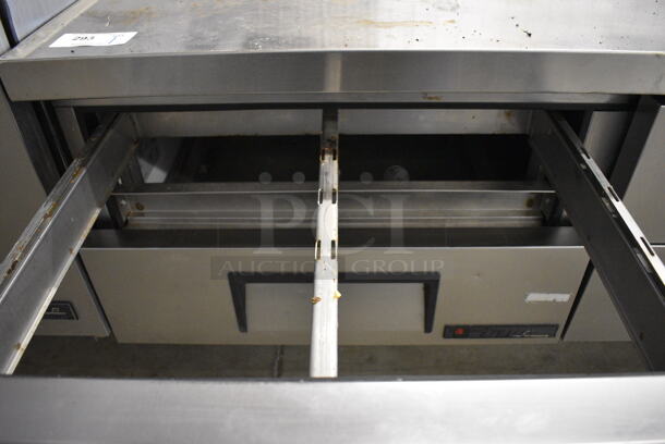 WOW! 2016 True Model TRCB-79 Stainless Steel Commercial 4 Drawer Chef Base on Commercial Casters. 115 Volts, 1 Phase. 79x31x25. Tested and Working! - Image 4 of 6
