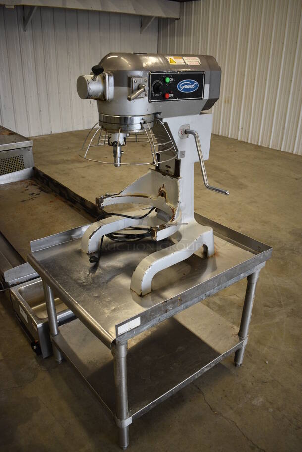 SWEET! 2015 General Model GEM120 Metal Commercial 12 Quart Planetary Mixer w/ Bowl Guard Mounted to Stainless Steel Equipment Stand. 110 Volts, 1 Phase. Mixer: 16x23x30, Stand: 25x30x26.5. Tested and Working! - Image 2 of 9