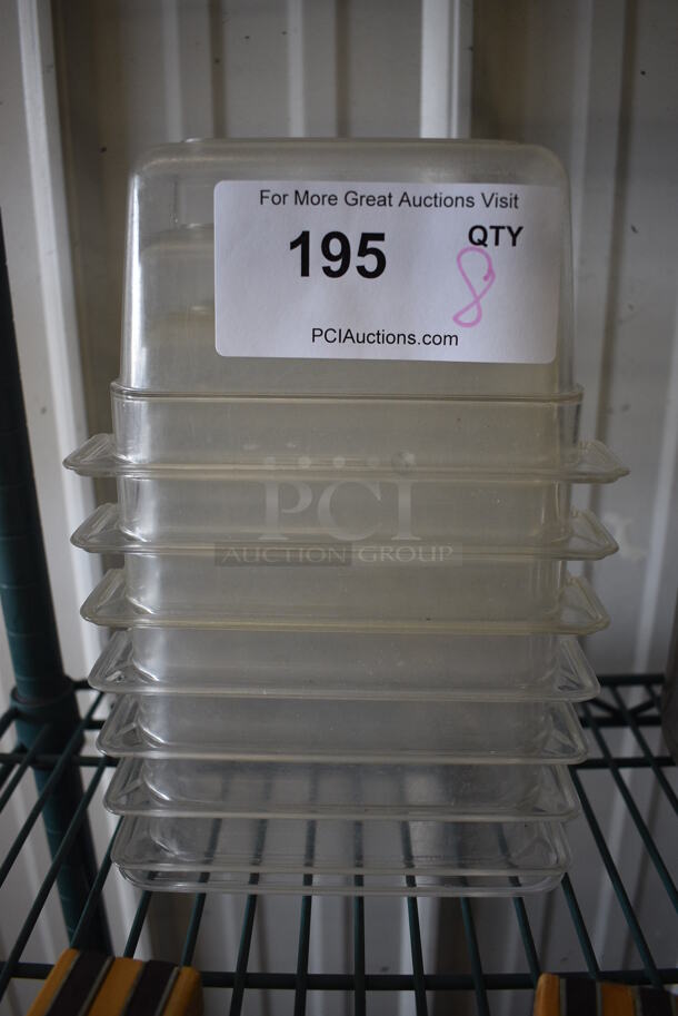 8 Clear Poly 1/9 Size Drop In Bins. 1/9x4. 8 Times Your Bid!