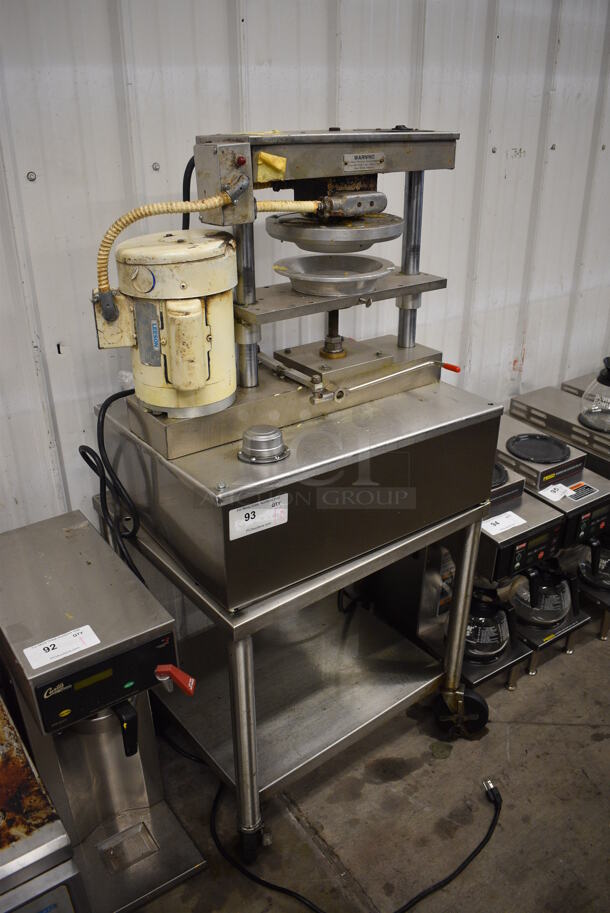 NICE! Comtec Model 1100 Stainless Steel Commercial Countertop Pie Tart Base Crust Press Machine on Stainless Steel Stand. 120 Volts, 1 Phase. 24x20x51. Tested and Working! - Image 2 of 8
