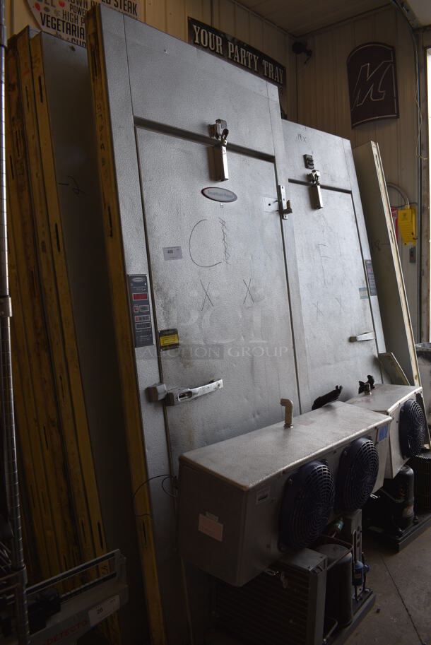 2 FANTASTIC! LATE MODEL! 8'x10'x10' American Panel Walk In Boxes That Make Up One 16'x10'x10' Combo Box w/ Bohn Model LET047BEK Condenser, Tecumseh Model AW613RT-121-P21 Compressor, Bohn Model ADT130BETBK Condenser and Emerson Compressor. 16'x10'x10'. 2 Times Your Bid! - Image 9 of 9