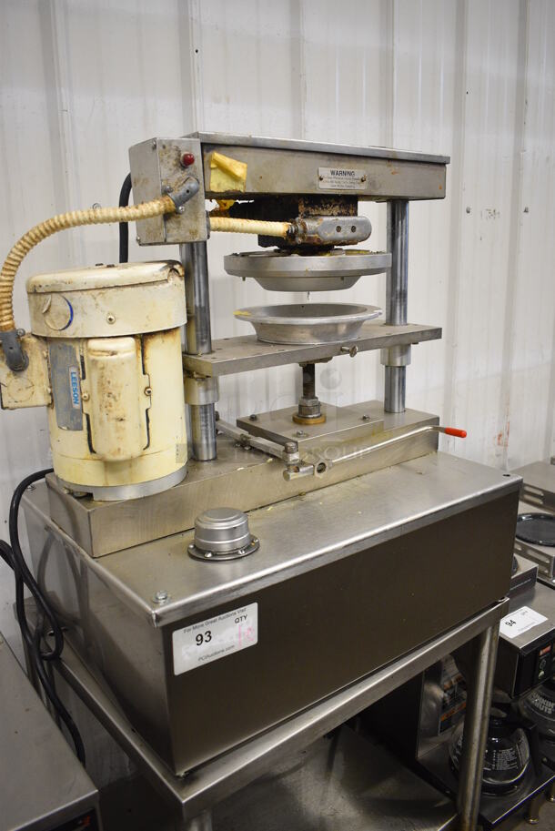 NICE! Comtec Model 1100 Stainless Steel Commercial Countertop Pie Tart Base Crust Press Machine on Stainless Steel Stand. 120 Volts, 1 Phase. 24x20x51. Tested and Working! - Image 8 of 8