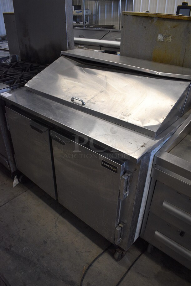 GREAT! 2012 Cooltech Model CMPH-48BMB Stainless Steel Commercial Sandwich Salad Prep Table Bain Marie on Commercial Casters. 115 Volts, 1 Phase. 48x32x46. Tested and Powers On But Does Not Get Cold