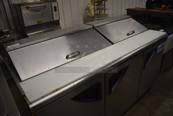 GREAT! Turbo Air Model TST-72SD Stainless Steel Commercial Sandwich Salad Prep Table Bain Marie Mega Top w/ Cutting Board on Commercial Casters. 115 Volts, 1 Phase. 72.5x30x44. Tested and Working! - Image 2 of 9