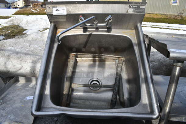 Eagle Stainless Steel Commercial Single Bay Sink w/ Faucet, Handles and Legs. 29x30x35
