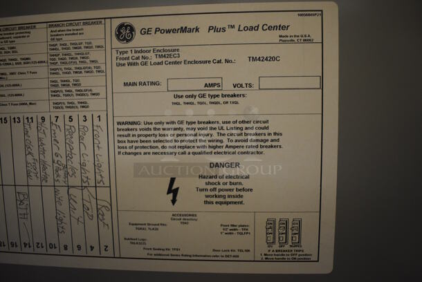 GE PowerMark Plus Load Center Type 1 Indoor Metal Breaker Box w/ 21 Switches. 15.5x4x45 - Image 5 of 6
