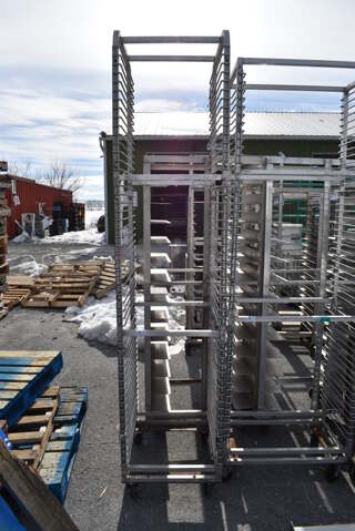 Metal Commercial Pan Transport Rack on Commercial Casters. 20.5x24x92
