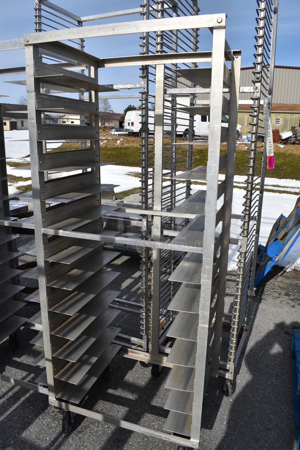Metal Commercial Pan Transport Rack on Commercial Casters. 30x21x72