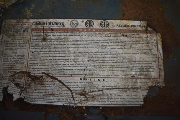 Burnham Blue Metal Revolution Gas Boiler. 40x29x43 - Image 7 of 7