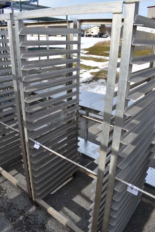 Metal Commercial Pan Transport Rack on Commercial Casters. 26.5x23.5x63