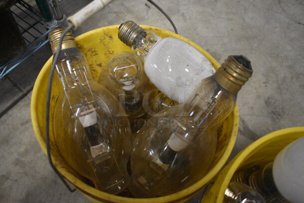 ALL ONE MONEY! Lot of 6 Buckets of Approximately 60 Various Lightbulbs Including Sylvania 250W, Sylvania 400W! Includes 6x6x14 - Image 7 of 12