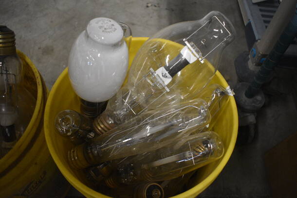 ALL ONE MONEY! Lot of 6 Buckets of Approximately 60 Various Lightbulbs Including Sylvania 250W, Sylvania 400W! Includes 6x6x14 - Image 8 of 12
