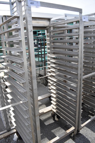 Metal Commercial Pan Transport Rack on Commercial Casters. 23.5x23.5x67