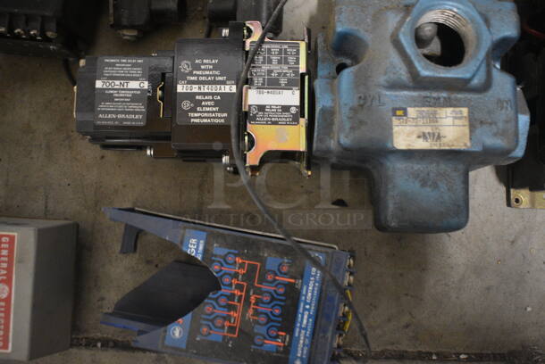 ALL ONE MONEY! Lot of Various Metal Pieces in Poly Bin Including Electric Scanner, AC Relay w Pneumatic Time Delay Unit! - Image 5 of 7