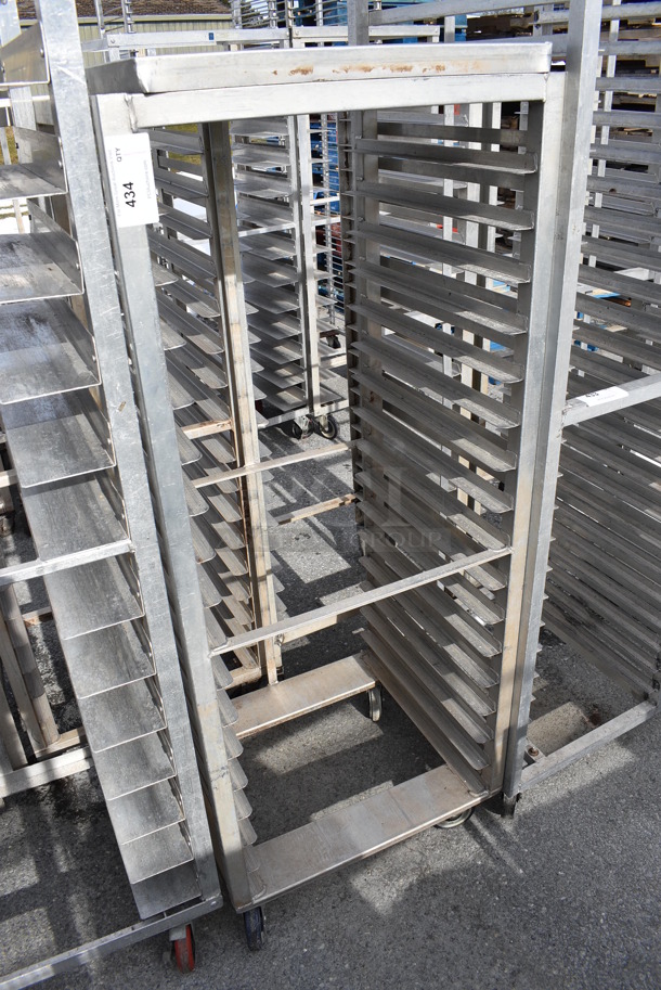 Metal Commercial Pan Transport Rack on Commercial Casters. 26.5x23.5x65