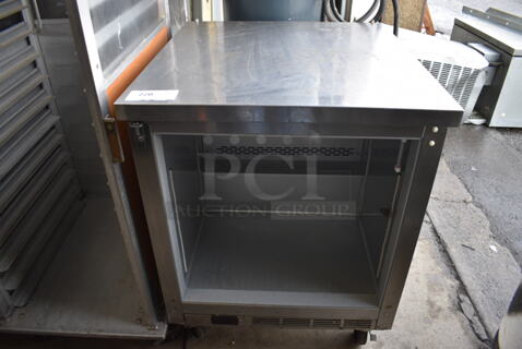 NICE! Beverage Air Model WTF27AHC-24-23 Stainless Steel Commercial Single Door Undercounter Cooler on Commercial Casters. Missing Door. 115 Volts, 1 Phase. 27x29x36. Tested and Working!