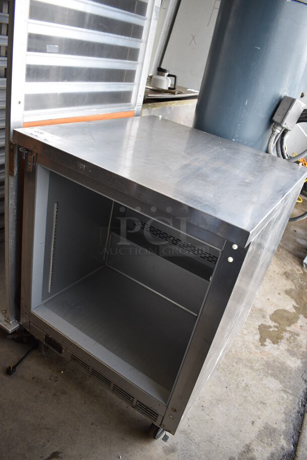 NICE! Beverage Air Model WTF27AHC-24-23 Stainless Steel Commercial Single Door Undercounter Cooler on Commercial Casters. Missing Door. 115 Volts, 1 Phase. 27x29x36. Tested and Working! - Image 2 of 4