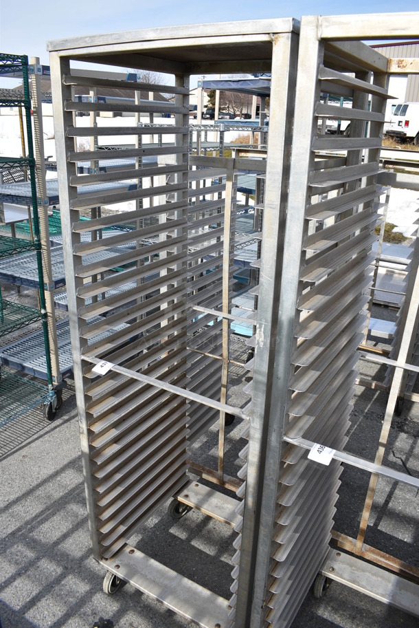 Metal Commercial Pan Transport Rack on Commercial Casters. 26.5x23.5x75