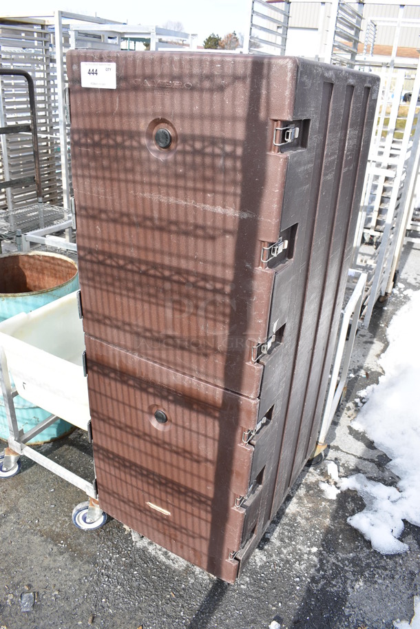 Cambro Model 1826DTC Brown Poly Insulated 2 Compartment Portable Cabinet on Commercial Casters. 21x29x62