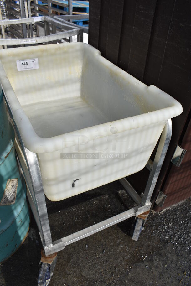 Metal Transport Rack w/ White Poly Ingredient Bin on Commercial Casters. 18x28x28 - Image 2 of 3