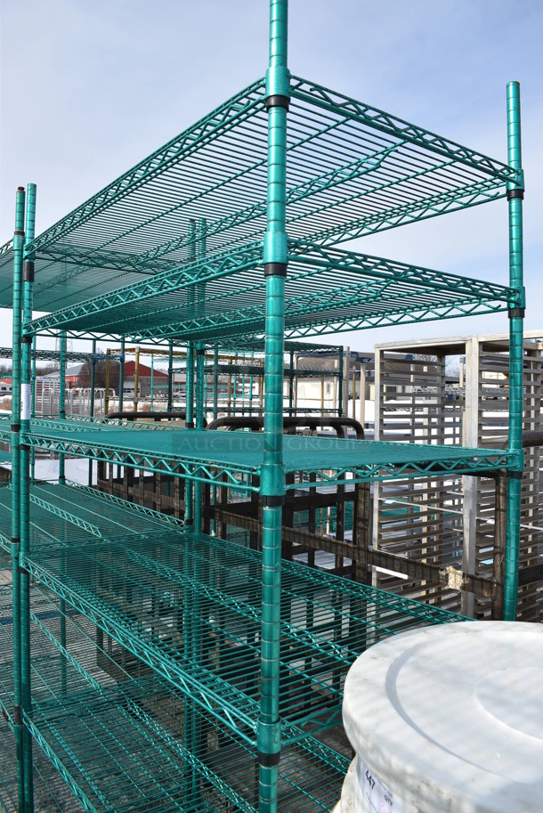 Green Finish 6 Tier Metro Style Shelving Unit. BUYER MUST DISMANTLE. PCI CANNOT DISMANTLE FOR SHIPPING. PLEASE CONSIDER FREIGHT CHARGES. 48x24x86 - Image 2 of 3
