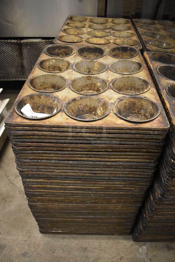 50 Metal 12 Cup Muffin Baking Pans. 14x18x2. 50 Times Your Bid! - Image 1 of 4