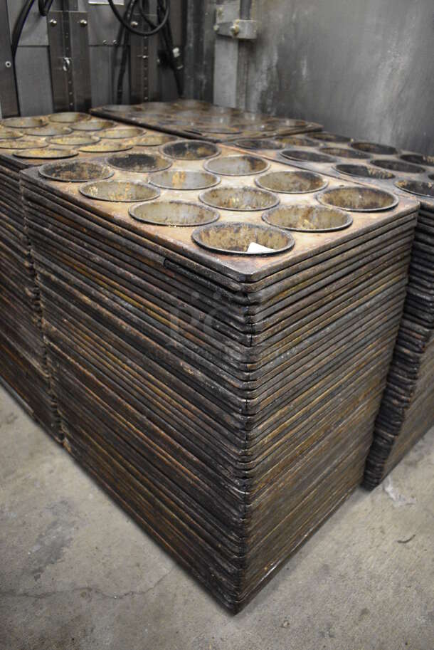 50 Metal 12 Cup Muffin Baking Pans. 14x18x2. 50 Times Your Bid! - Image 3 of 4