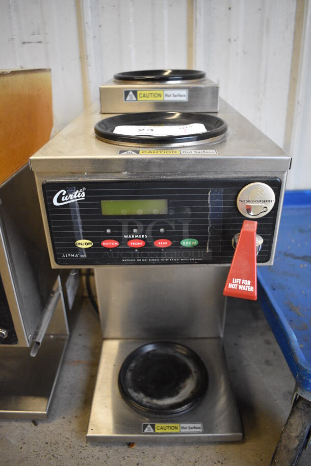 NICE! Curtis Model ALP3GT12A000 Stainless Steel Commercial Countertop 3 Burner Coffee Machine w/ Hot Water Dispenser. 120 Volts, 1 Phase. 9x19x20 - Image 1 of 6