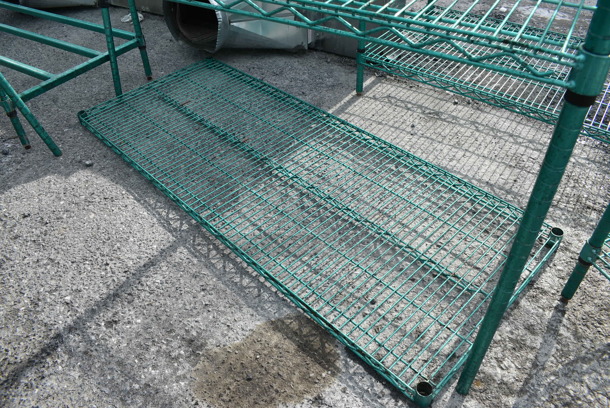 Green Finish 3 Tier Metro Style Shelving Unit. BUYER MUST DISMANTLE. PCI CANNOT DISMANTLE FOR SHIPPING. PLEASE CONSIDER FREIGHT CHARGES. 60x24x44 - Image 2 of 3