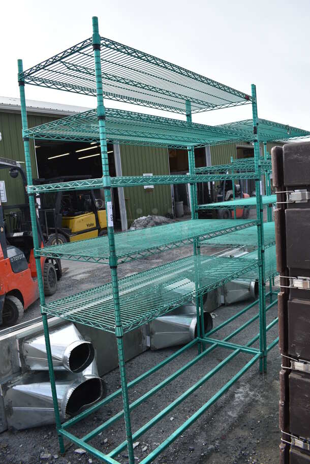 Green Finish 6 Tier Metro Style Shelving Unit. BUYER MUST DISMANTLE. PCI CANNOT DISMANTLE FOR SHIPPING. PLEASE CONSIDER FREIGHT CHARGES. 60x24x86 - Image 1 of 3