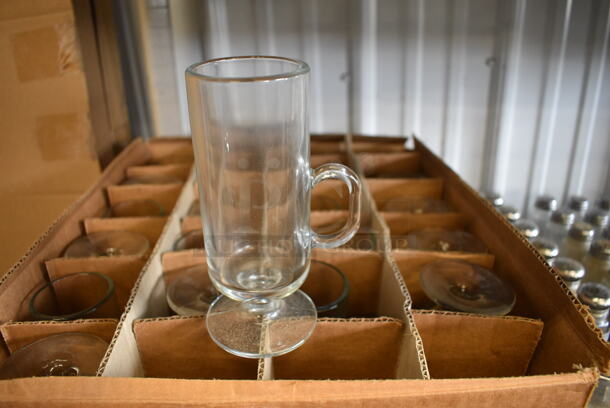 22 BRAND NEW IN BOX! Glass Footed Mugs. 3.5x3x6.5. 22 Times Your Bid!