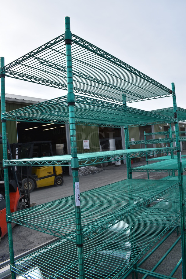 Green Finish 6 Tier Metro Style Shelving Unit. BUYER MUST DISMANTLE. PCI CANNOT DISMANTLE FOR SHIPPING. PLEASE CONSIDER FREIGHT CHARGES. 60x24x86 - Image 3 of 3