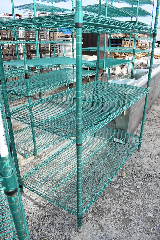 Green Finish 5 Tier Metro Style Shelving Unit. BUYER MUST DISMANTLE. PCI CANNOT DISMANTLE FOR SHIPPING. PLEASE CONSIDER FREIGHT CHARGES. 48x24x74 - Image 3 of 3