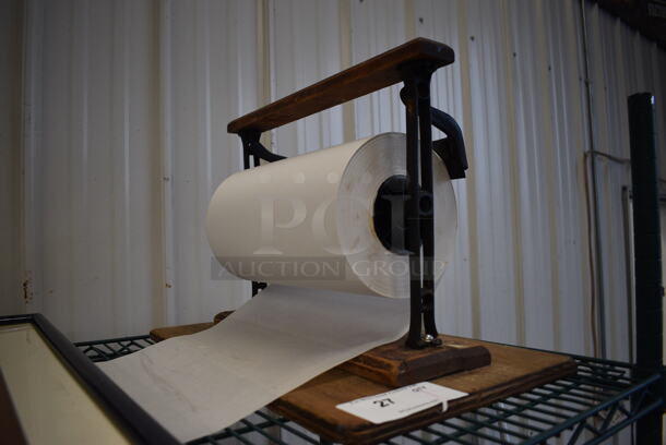 Wooden and Metal Countertop Butcher Paper Frame w/ Roll. 20x12x14 - Image 3 of 3