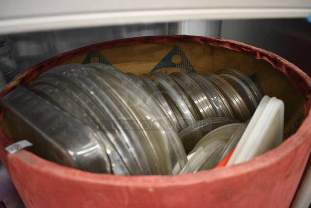 ALL ONE MONEY! Lot of Various Poly Lids in Red Bin! - Image 2 of 3