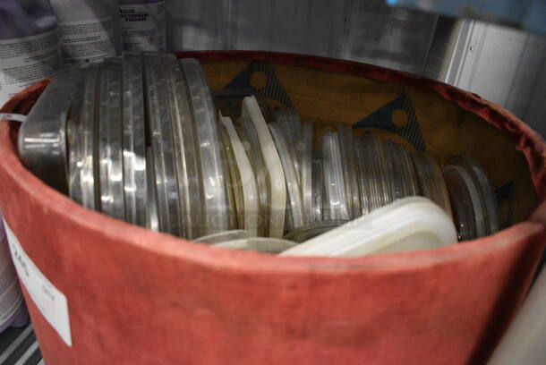 ALL ONE MONEY! Lot of Various Poly Lids in Red Bin! - Image 3 of 3