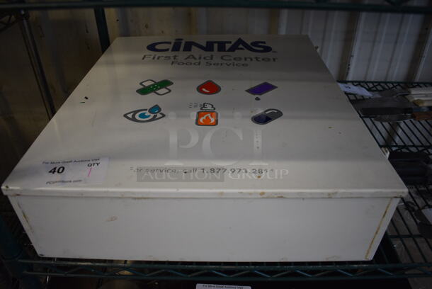 White Metal First Aid Kit w/ Contents. 19.5x6x22.5 - Image 1 of 5