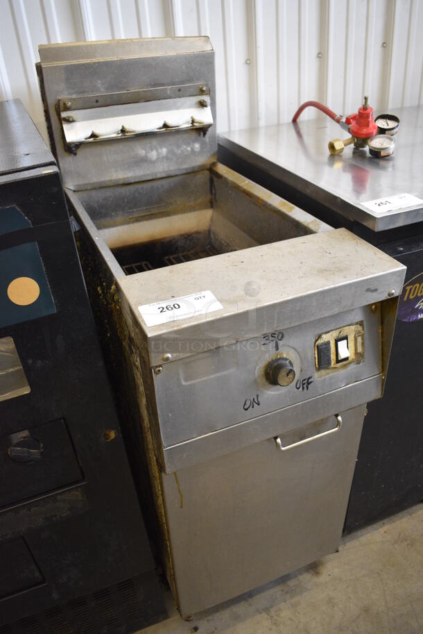 NICE! Frymaster Model MJ145ESD Stainless Steel Commercial Floor Style Natural Gas Powered Deep Fat Fryer. 122,000 BTU. 16x32x47 - Image 2 of 6